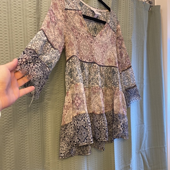 Knox Rose 3/4 sleeve red white and blue floral blouse size extra small - Picture 2 of 3